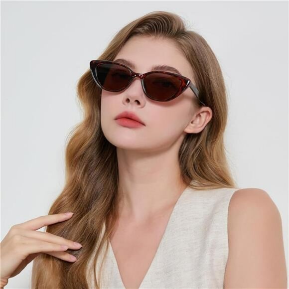 Small Retro Cat Eye Sunglasses Women Polarized UV Protection Driving Glasses - Picture 5 of 8